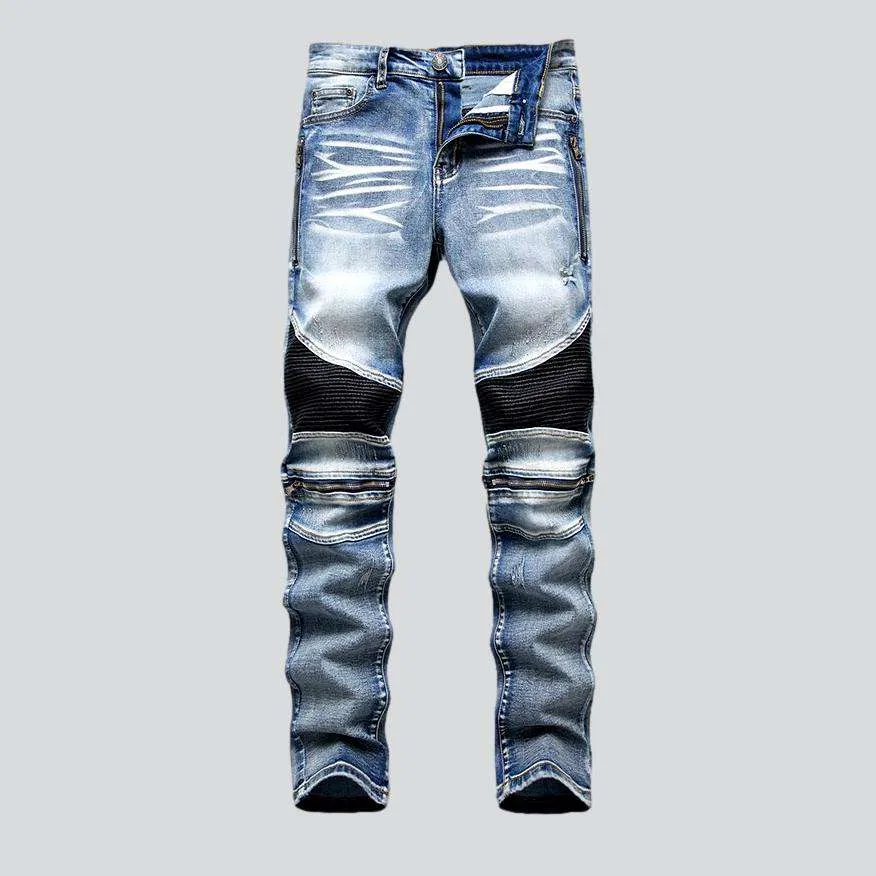 Biker jeans with side zippers