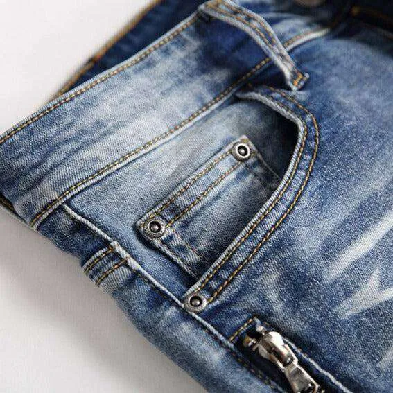 Biker jeans with side zippers