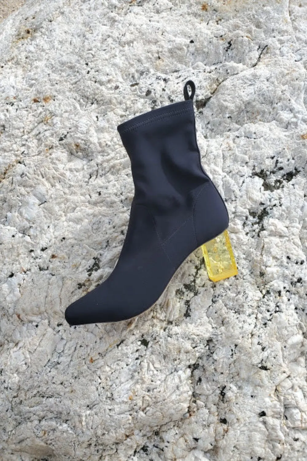 Binx Boot in Matte Lycra - Black with Citrine Heel