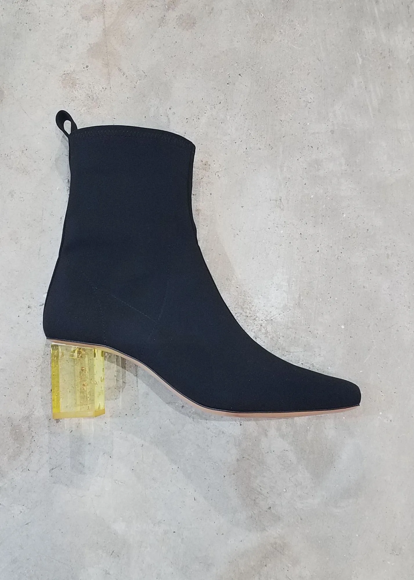 Binx Boot in Matte Lycra - Black with Citrine Heel