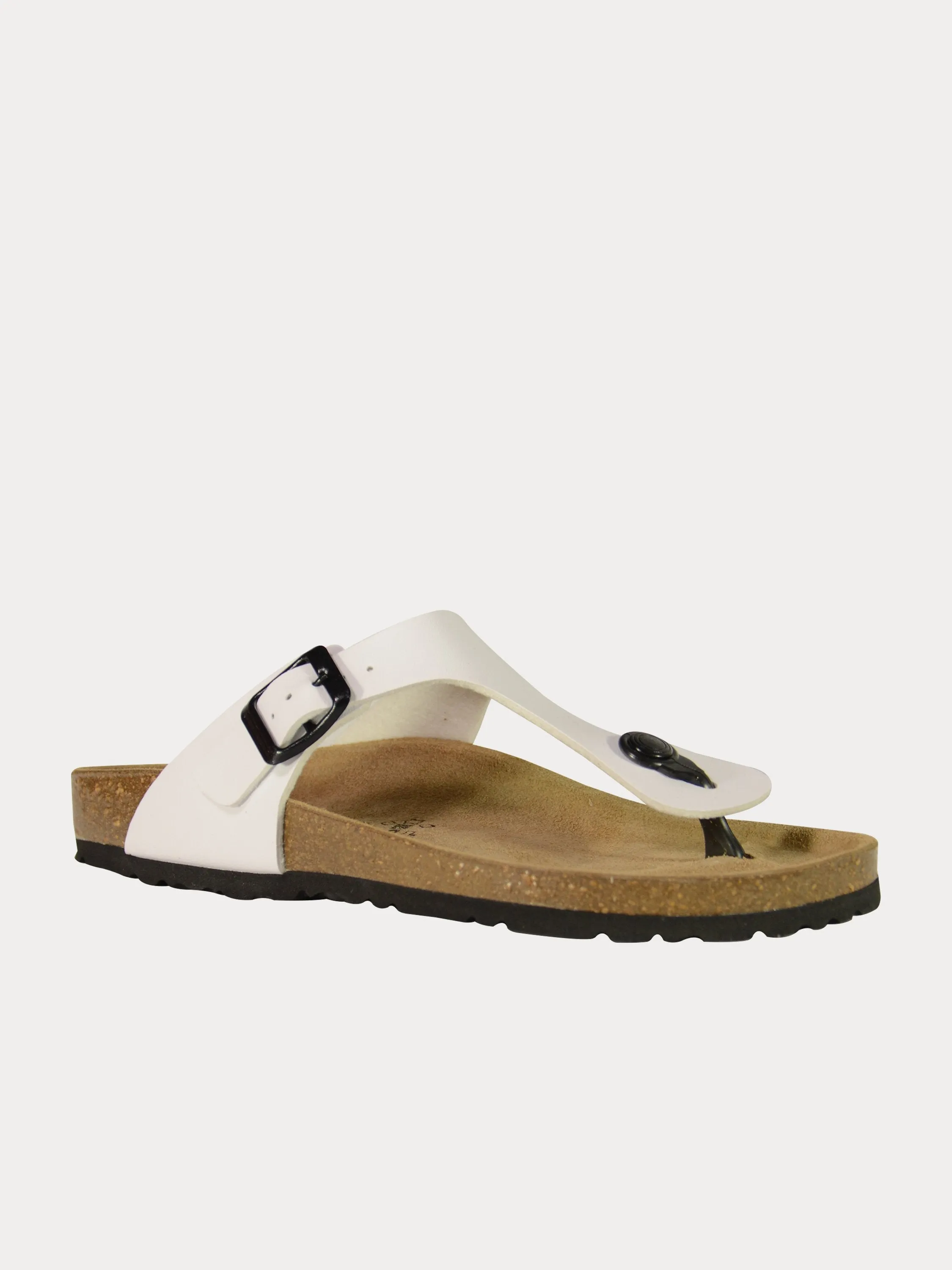 Biochic Women Flat Sandals in White Leather