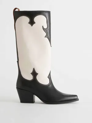 Black and white cowboy boots