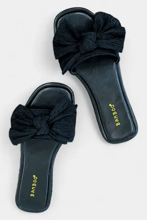 Black Bow Flat Sandals