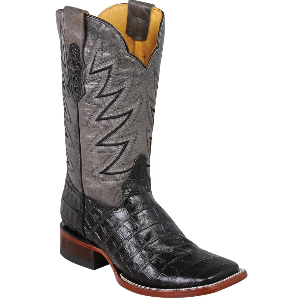 Black Caiman Print Boots