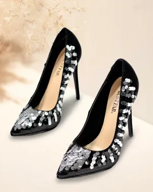 Black Glitter Heels