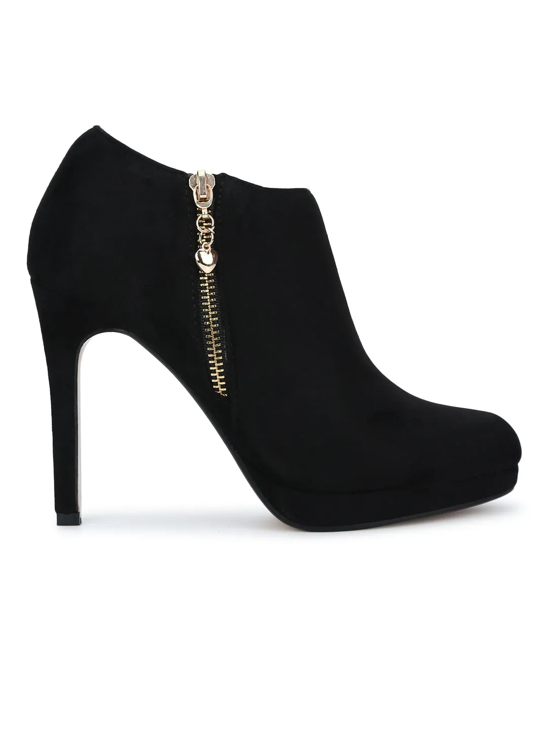 Black Micro Side Zipper Stiletto Ankle Boots