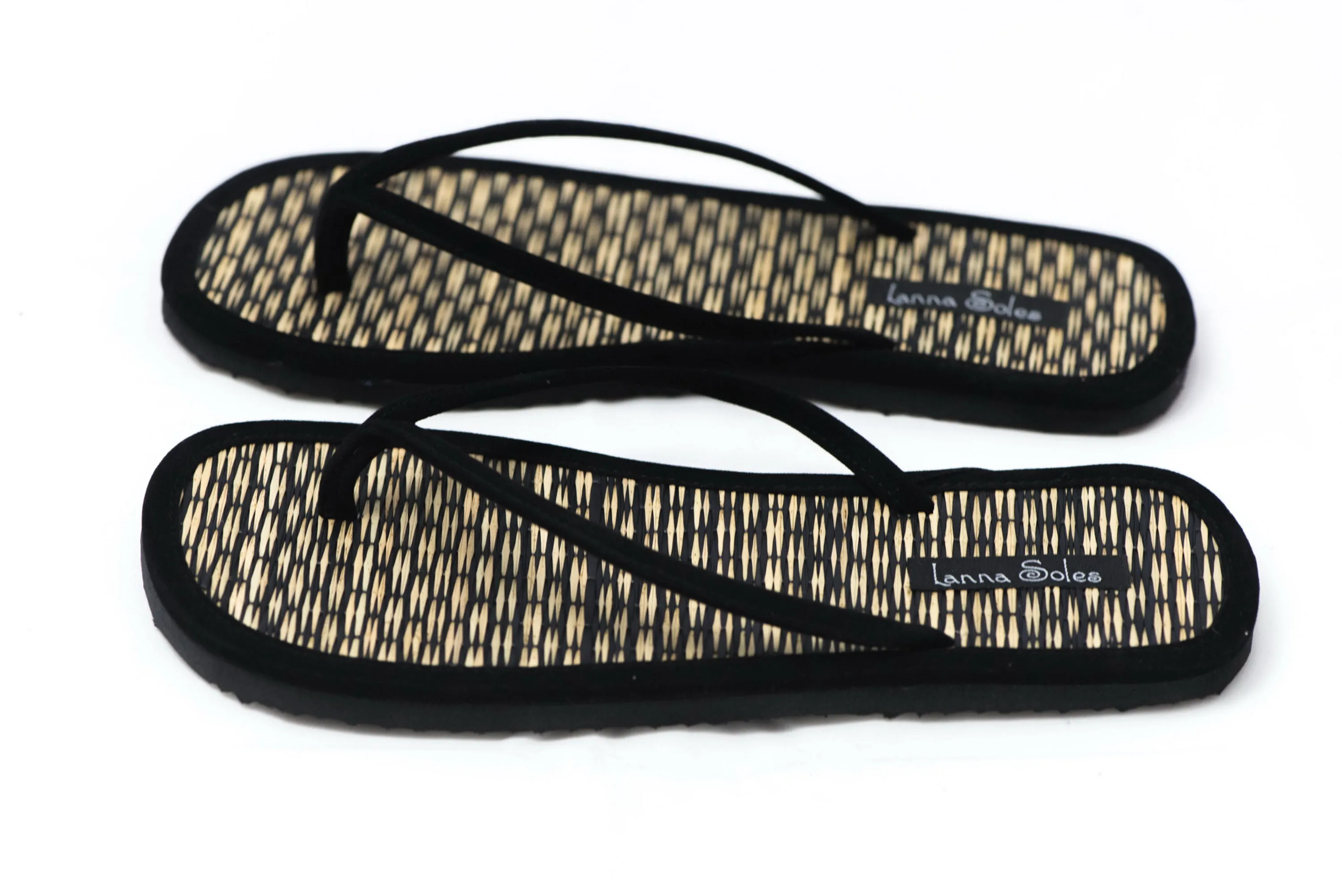 Black Velvet Natural Reed Sandals