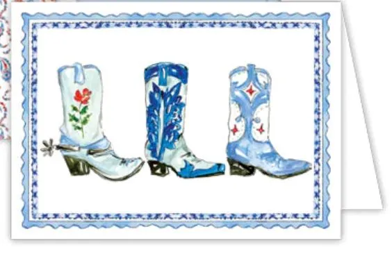 Blue Cowboy Boots Petite Note Cards