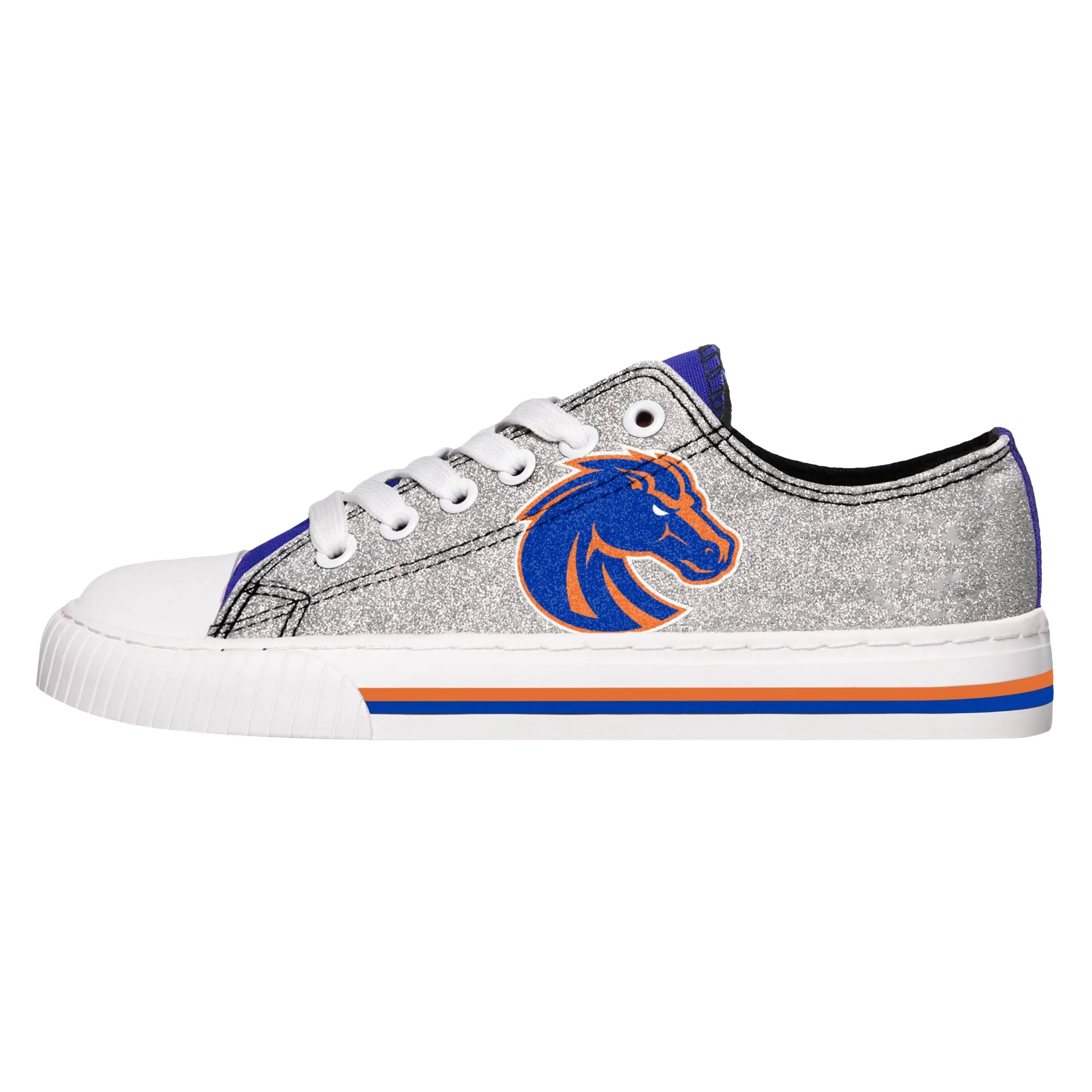 Boise State Broncos NCAA Womens Glitter Low Top Canvas Shoes