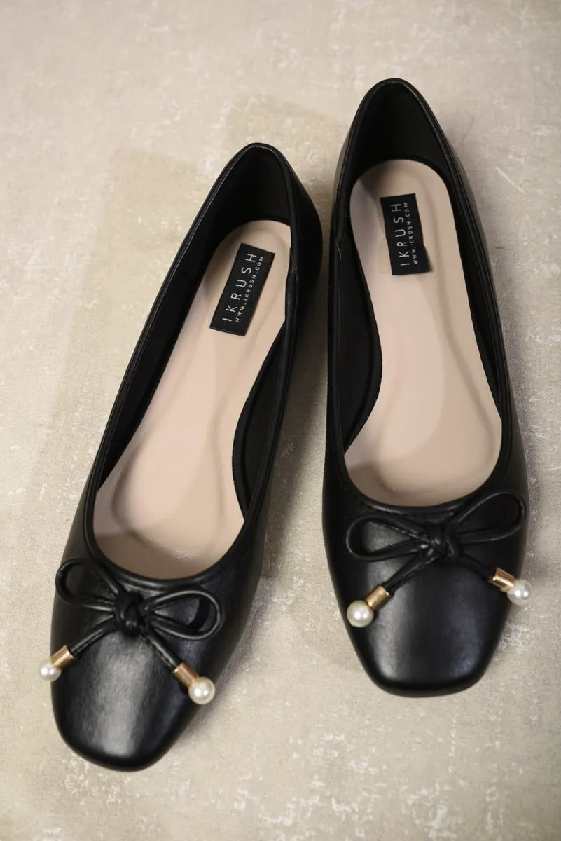 Bow Decor Round Toe Ballet Flat Sandals