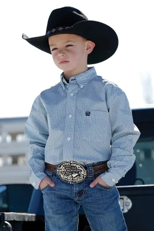 BOY'S MATCH DAD PRINT BUTTON DOWN WESTERN SHIRT