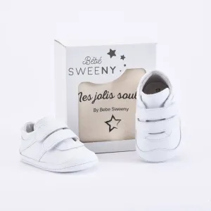 Boys White Leather Pre-Walker Trainers