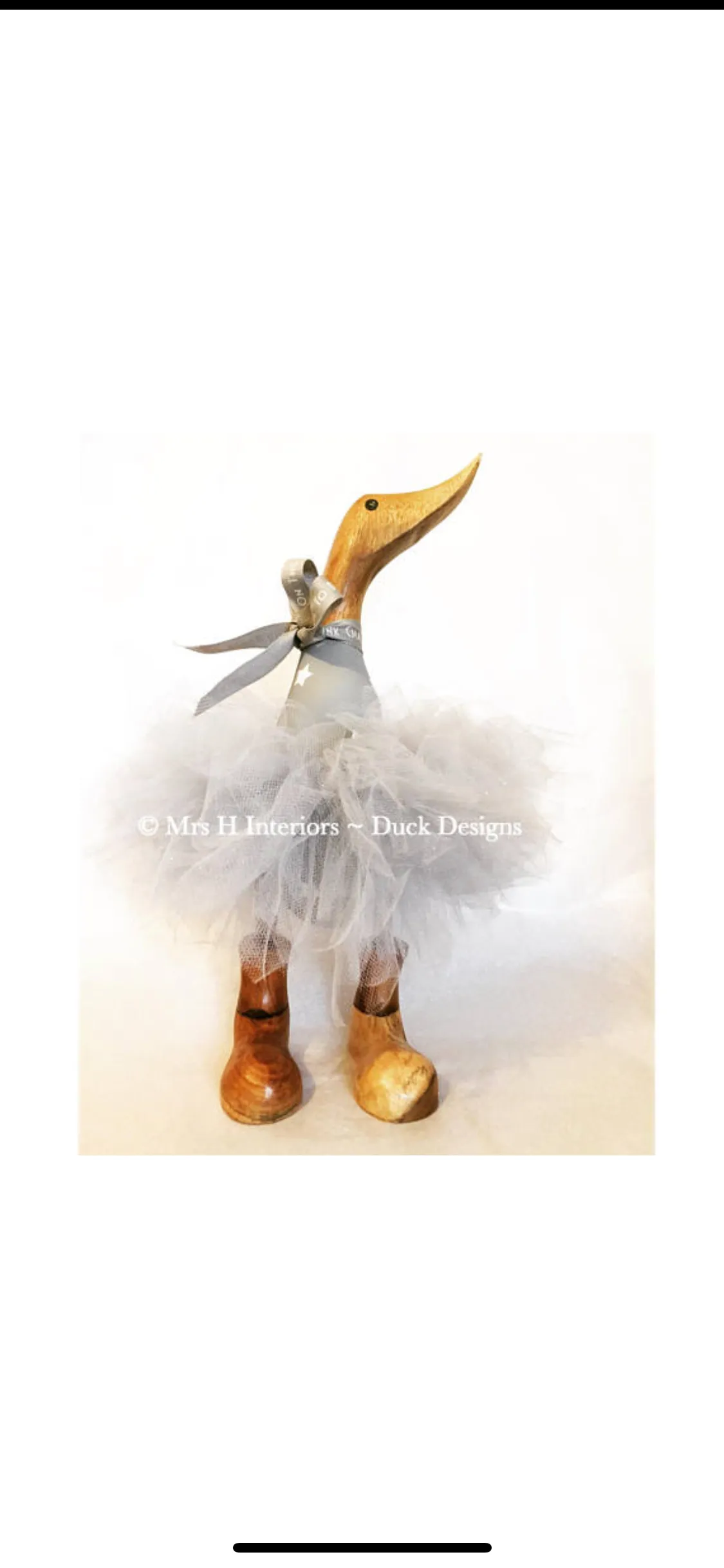 Bubbles - Duck Egg with Stars Grey Tutu Duck - Decorated Wooden Duck in Boots by Mrs H the Duck Lady