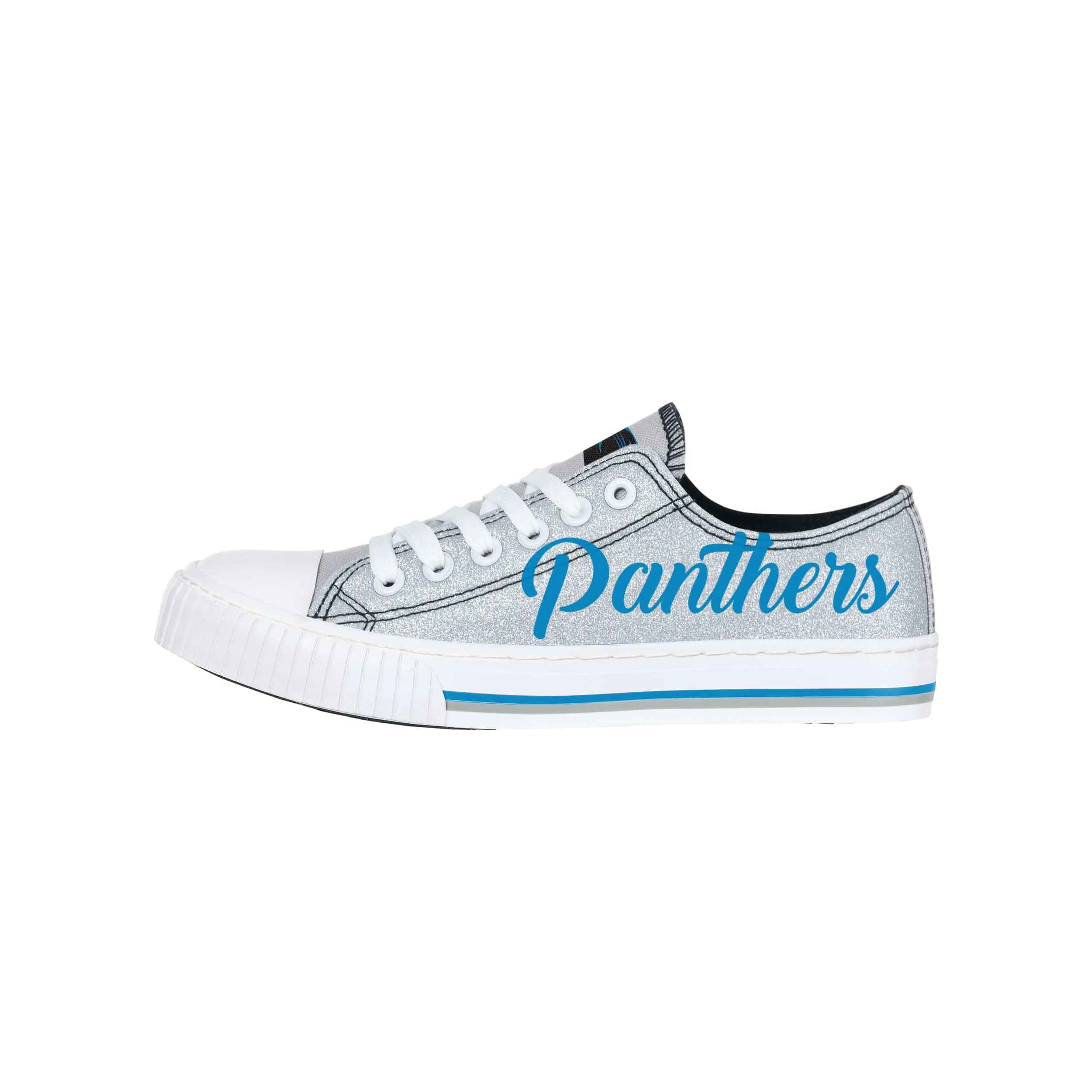 Carolina Panthers NFL Womens Color Glitter Low Top Canvas Shoes