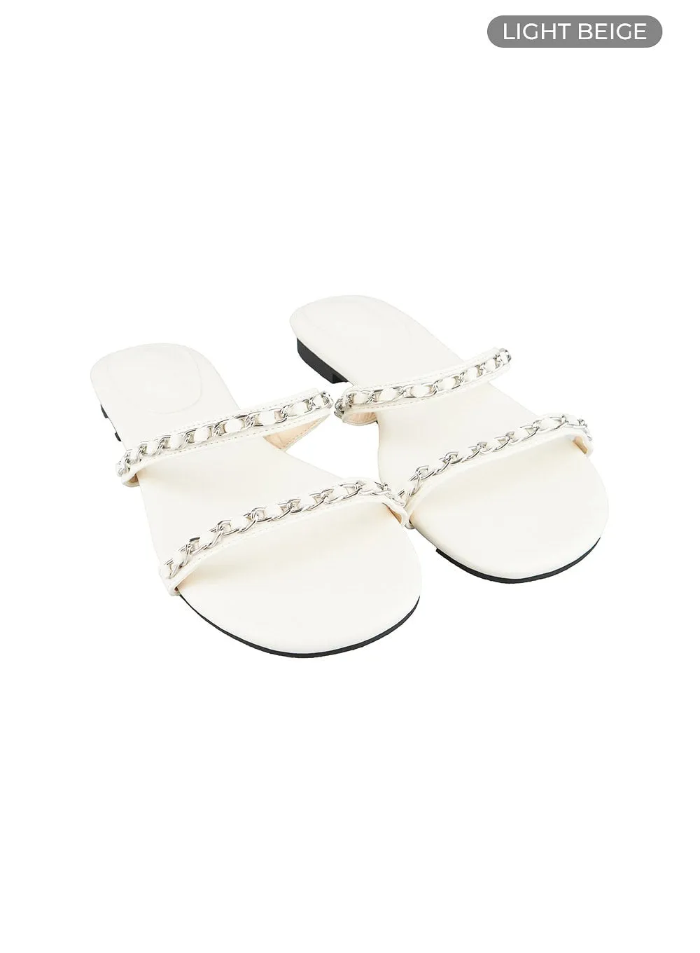 Chained Strap Flat Sandals OU427