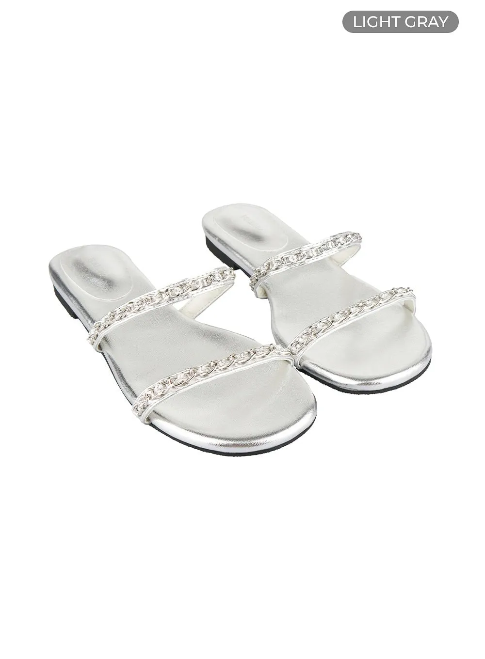 Chained Strap Flat Sandals OU427