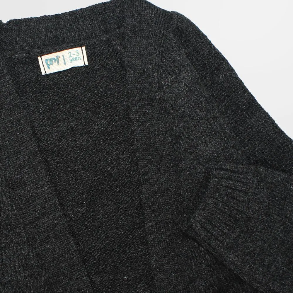 Charcoal Long-Sleeved Knit Cardigan