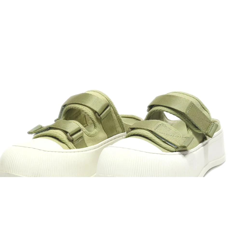 Charles & Keith Slip Ons Canvas Green Colour For Women