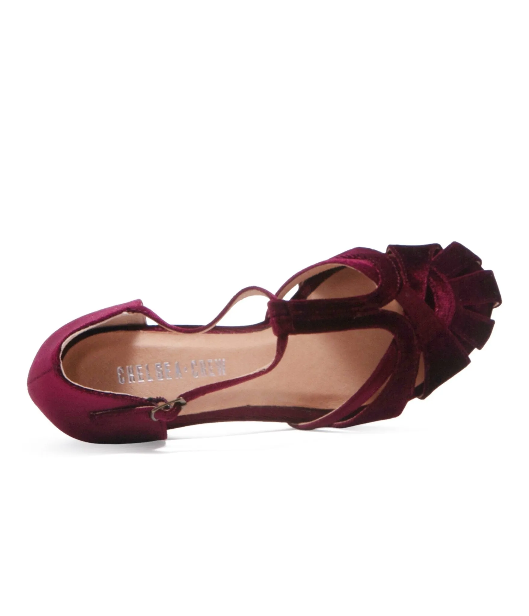 Chelsea Crew 1920s Burgundy Velvet T-Strap Sergi Heels