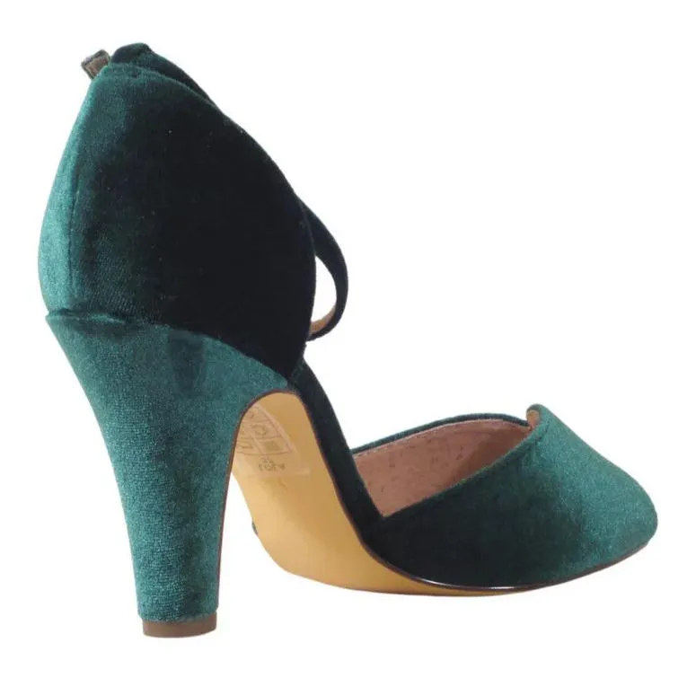 Chelsea Crew Green Velvet Strap High Heels