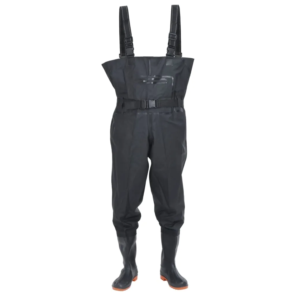 Chest Waders with Boots and Belt Black Size 42