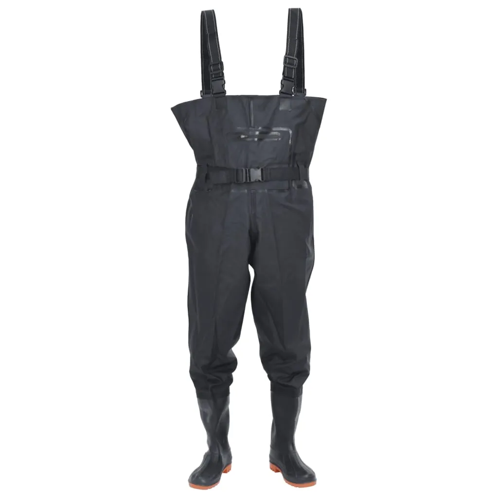 Chest Waders with Boots and Belt Black Size 45