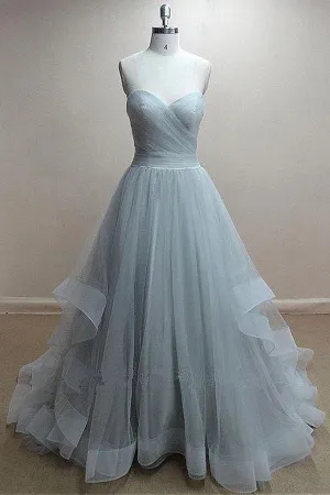 Chic Tulle Sweetheart Neckline Floor-length A-line Prom Dress PG509