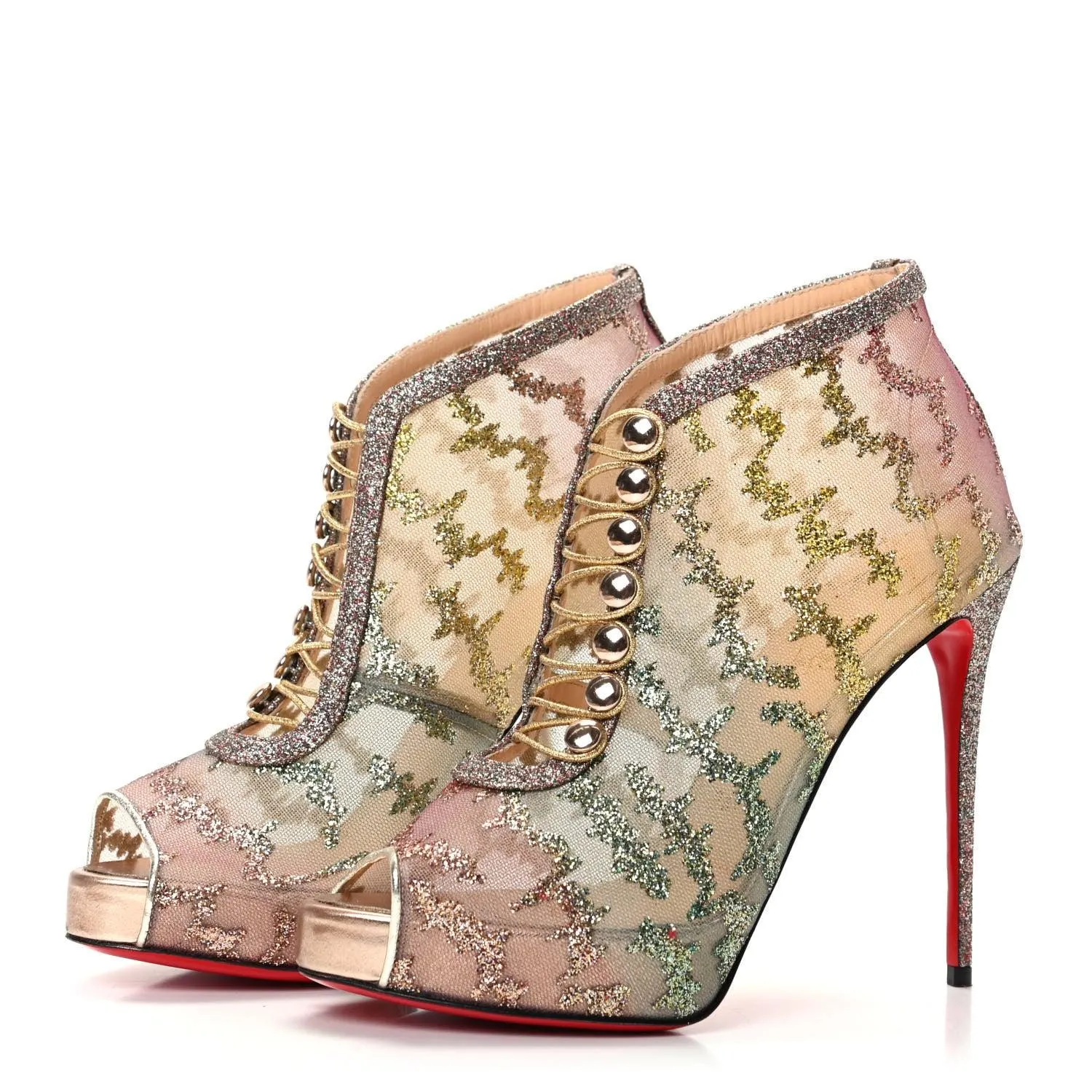 Christian Louboutin Rete Tulle Top Top 120 Ankle Boots