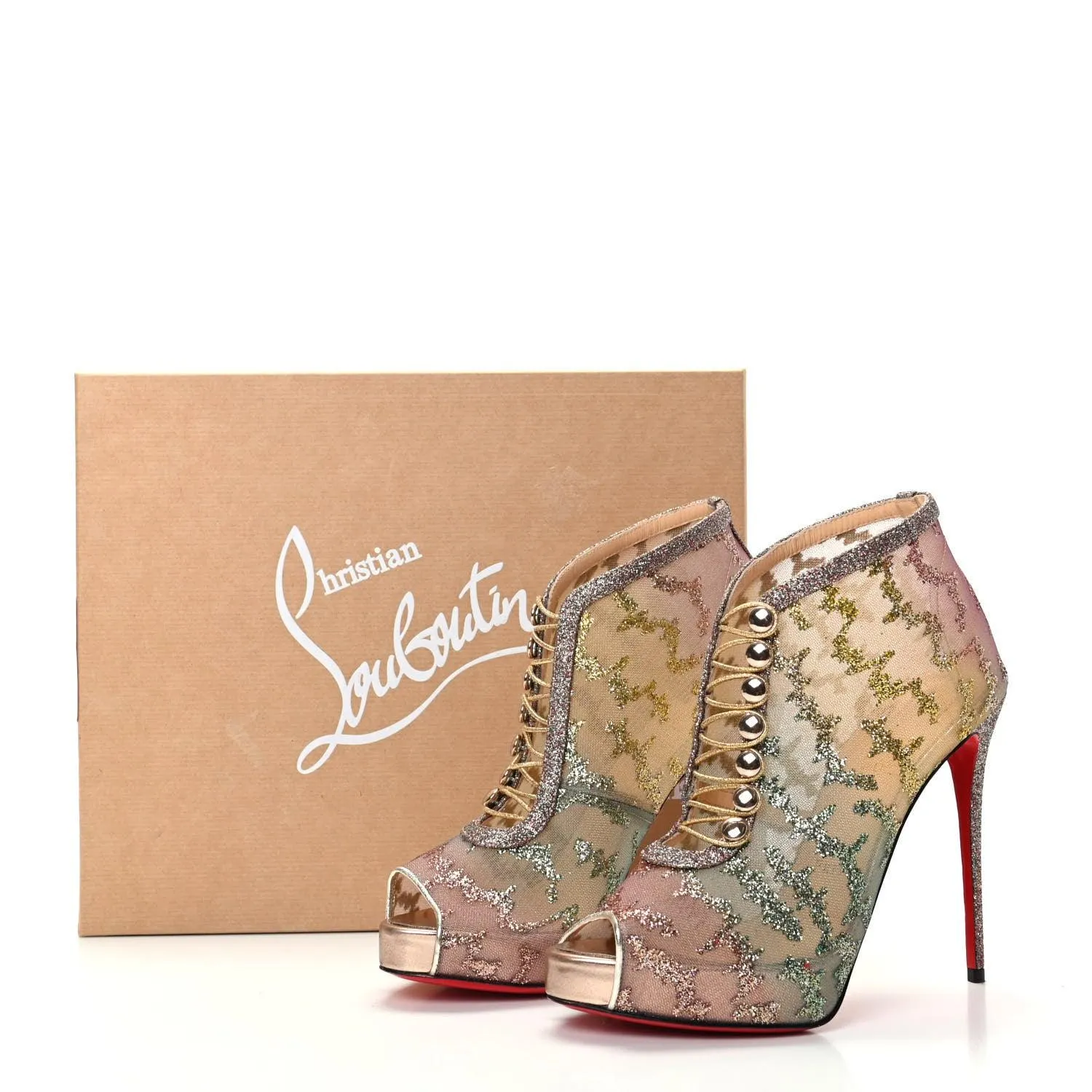 Christian Louboutin Rete Tulle Top Top 120 Ankle Boots