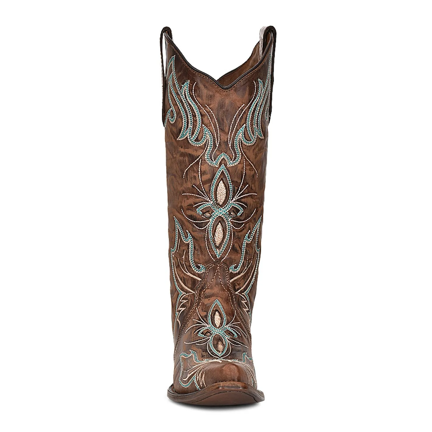 Circle G Womens L5961 Brown Leather Embroidered Western Cowboy Boots