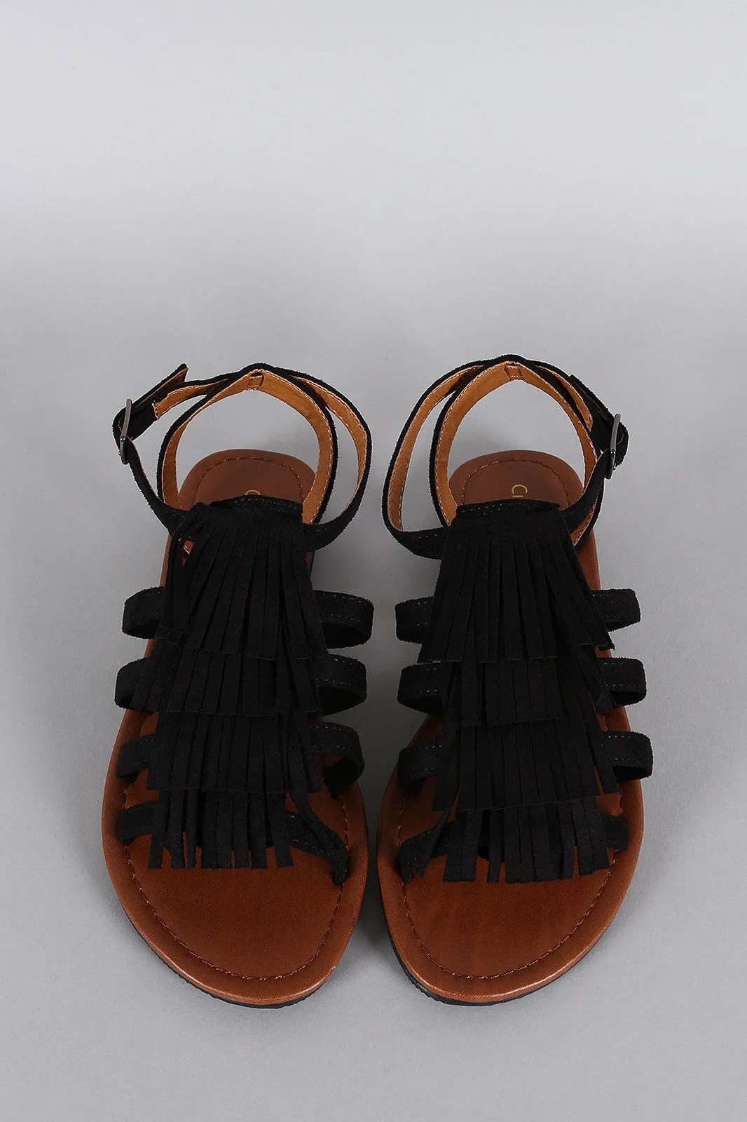 City Classified Suede Fringed Flat Sandal