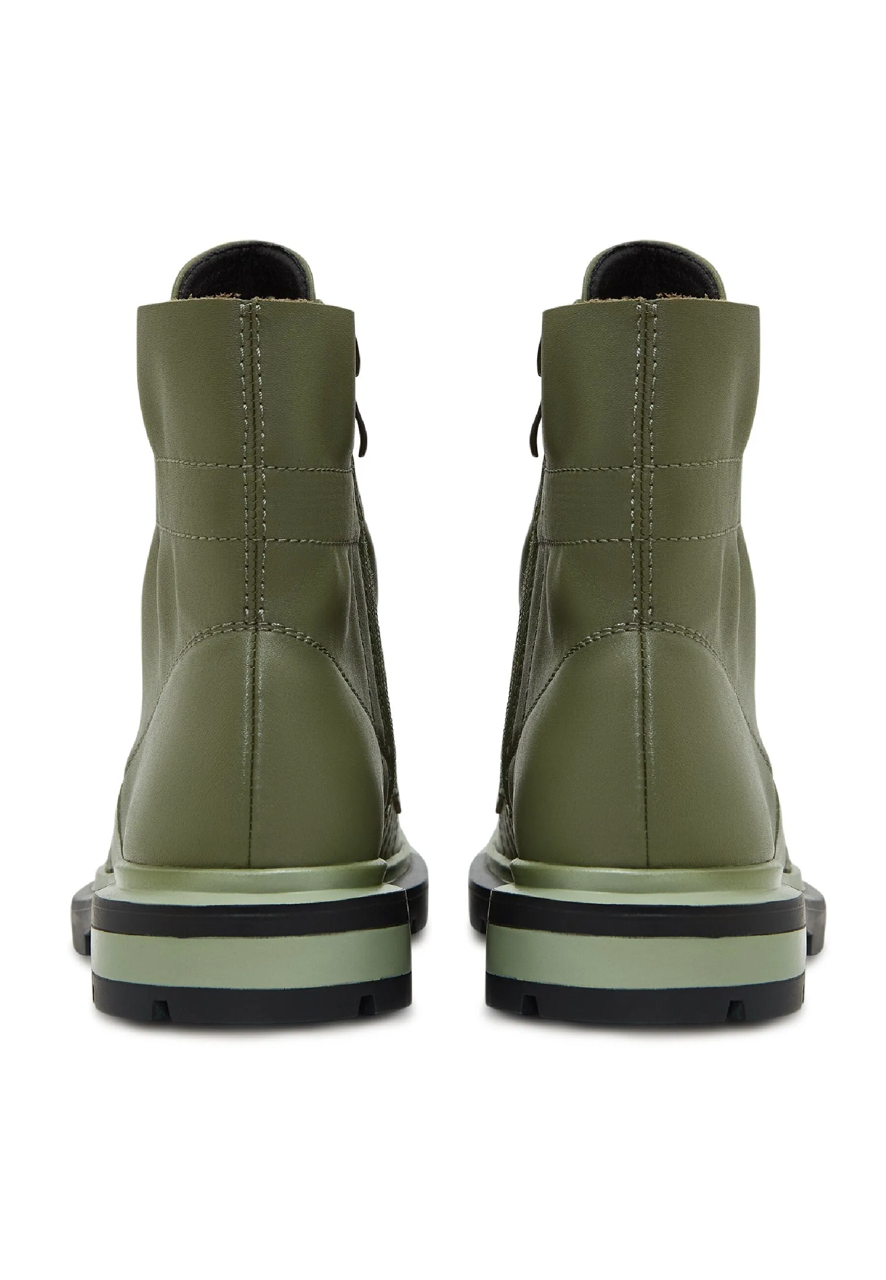 Classic Leather Combat Boots - Dark Green