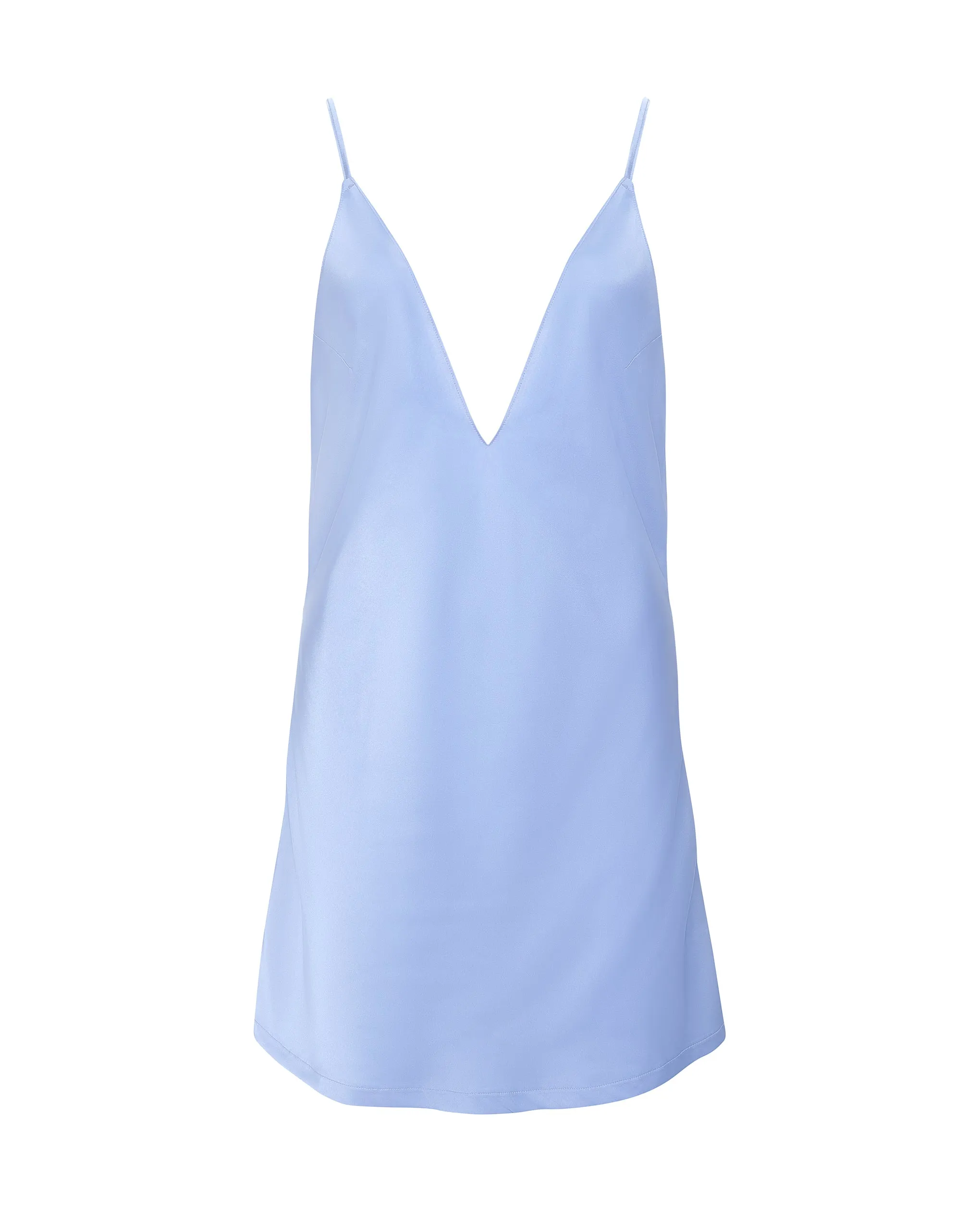 Clea Luxury Satin Short Chemise Hydrangea Blue