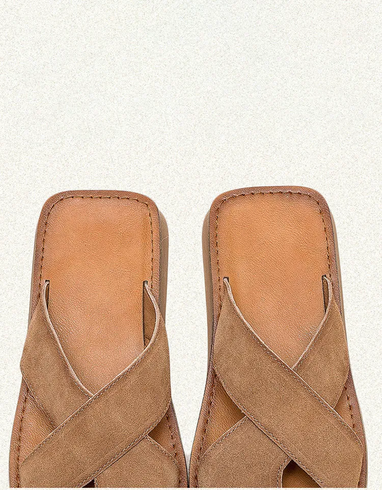 Comfortable Square Toe Suede Summer Slippers