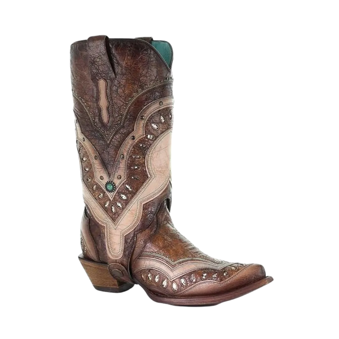 Corral Boots Women's Brown Orix with Embroidery & Studs Boots