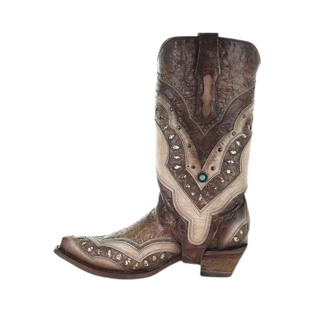 Corral Boots Women's Brown Orix with Embroidery & Studs Boots