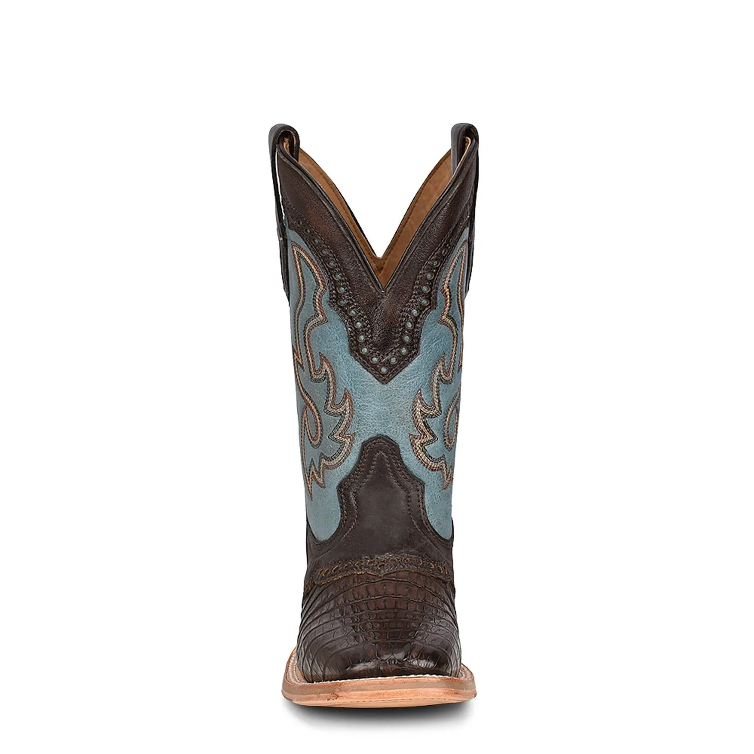 Corral Mens Embroidered Rodeo Cowboy Boots Caiman Brown/Blue