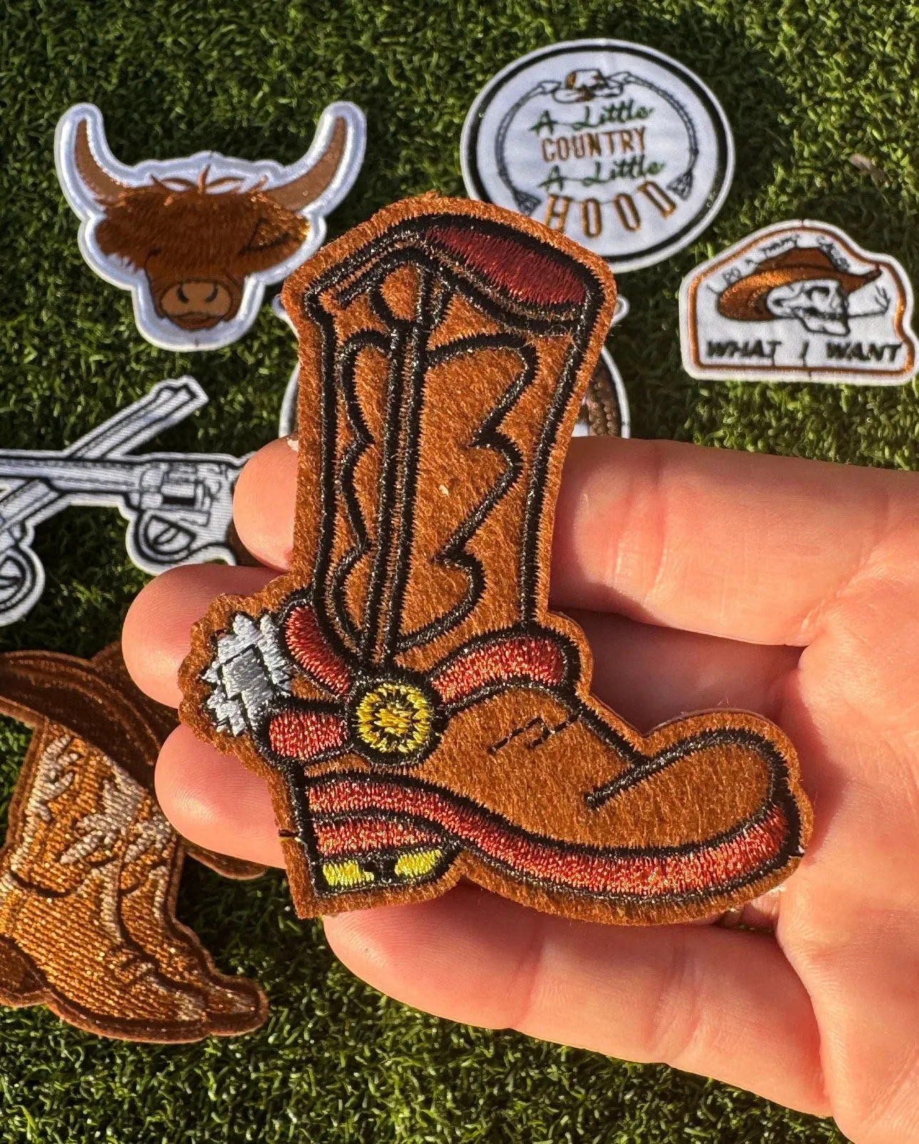 Cowboy Boots & Hat Iron On Patches