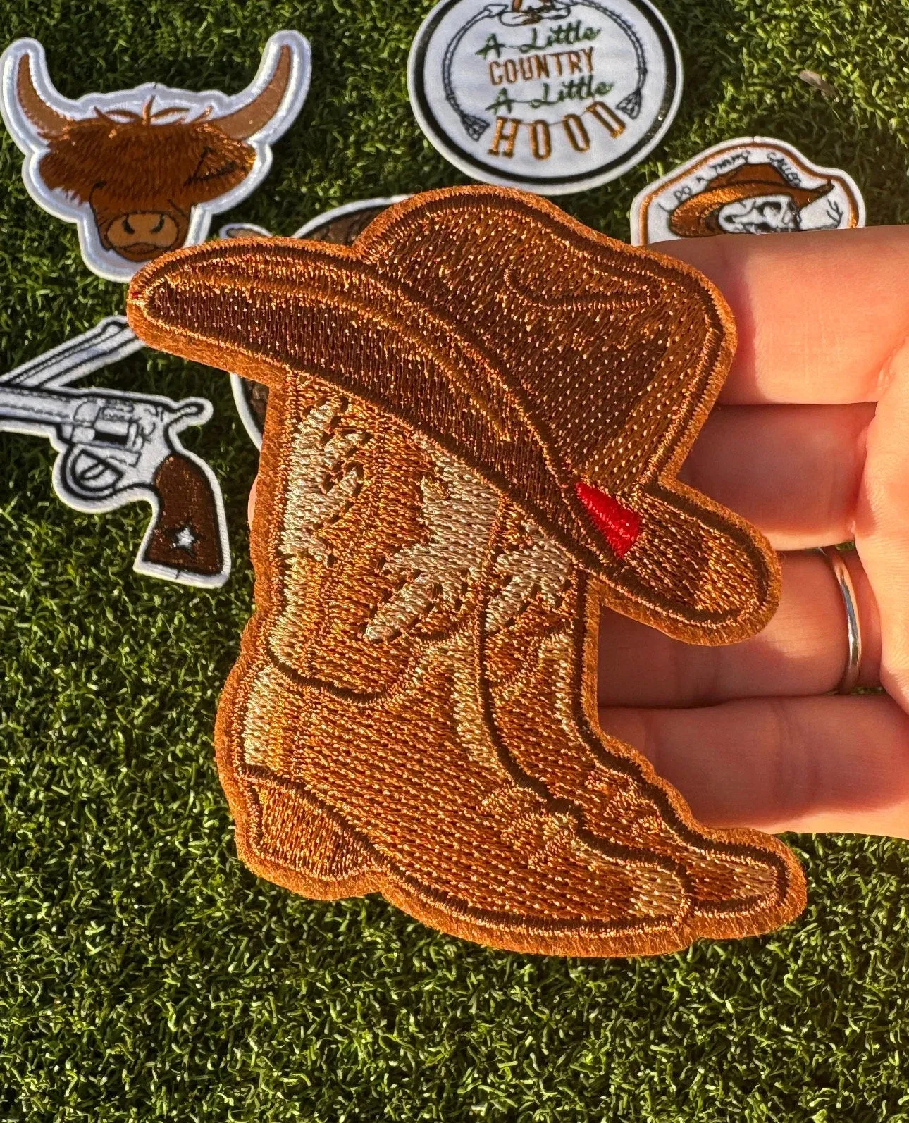 Cowboy Boots & Hat Iron On Patches