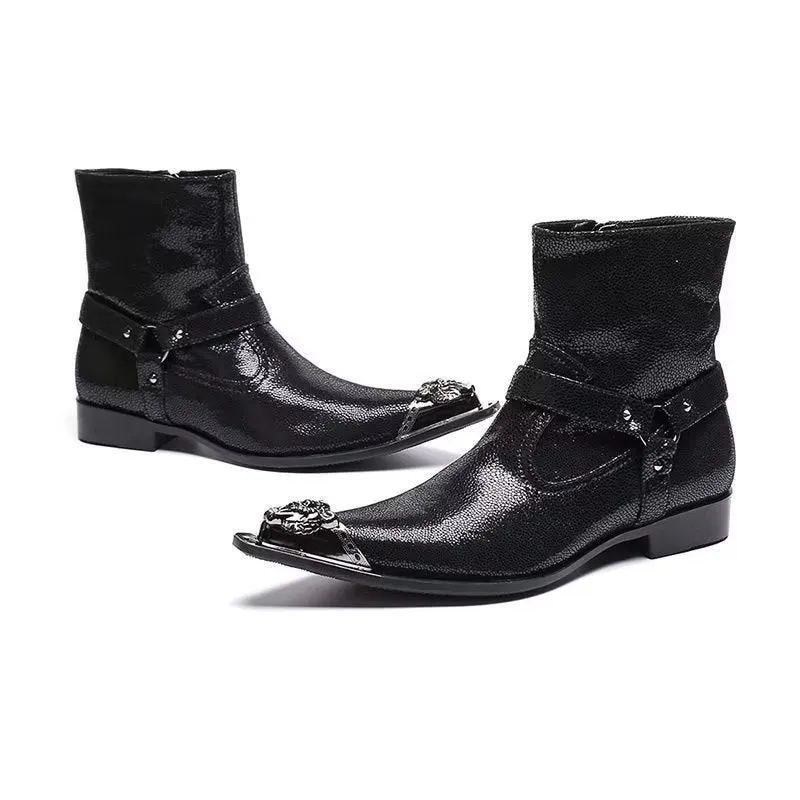 CrocLuxe Exquisite Croc-Embossed Leather Dress Boots