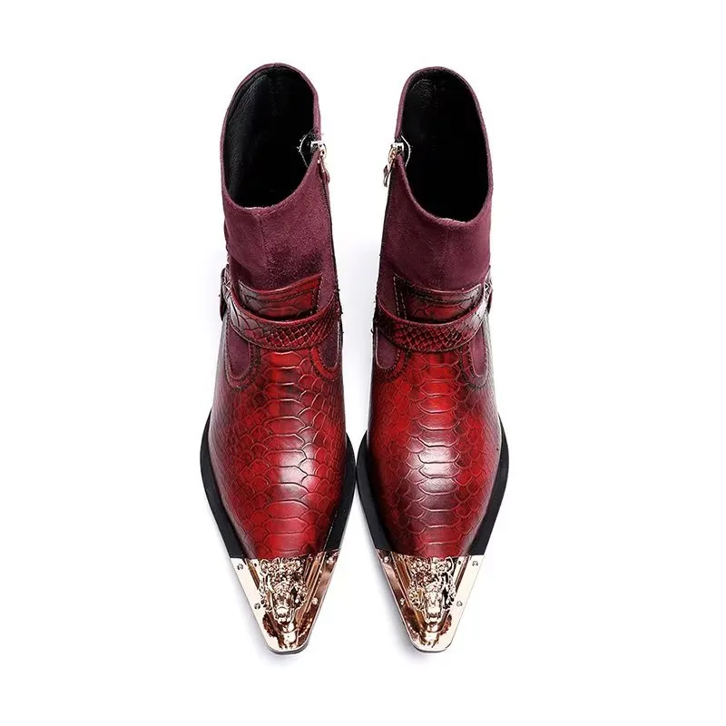 CrocLuxe Exquisite Croc-Embossed Leather Dress Boots