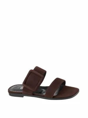 Dark brown suede flat sandals