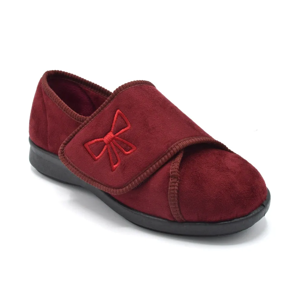 DB Keeston - Ladies Extra Wide Fit Slipper - Burgundy 6V (6E-8E) Fitting