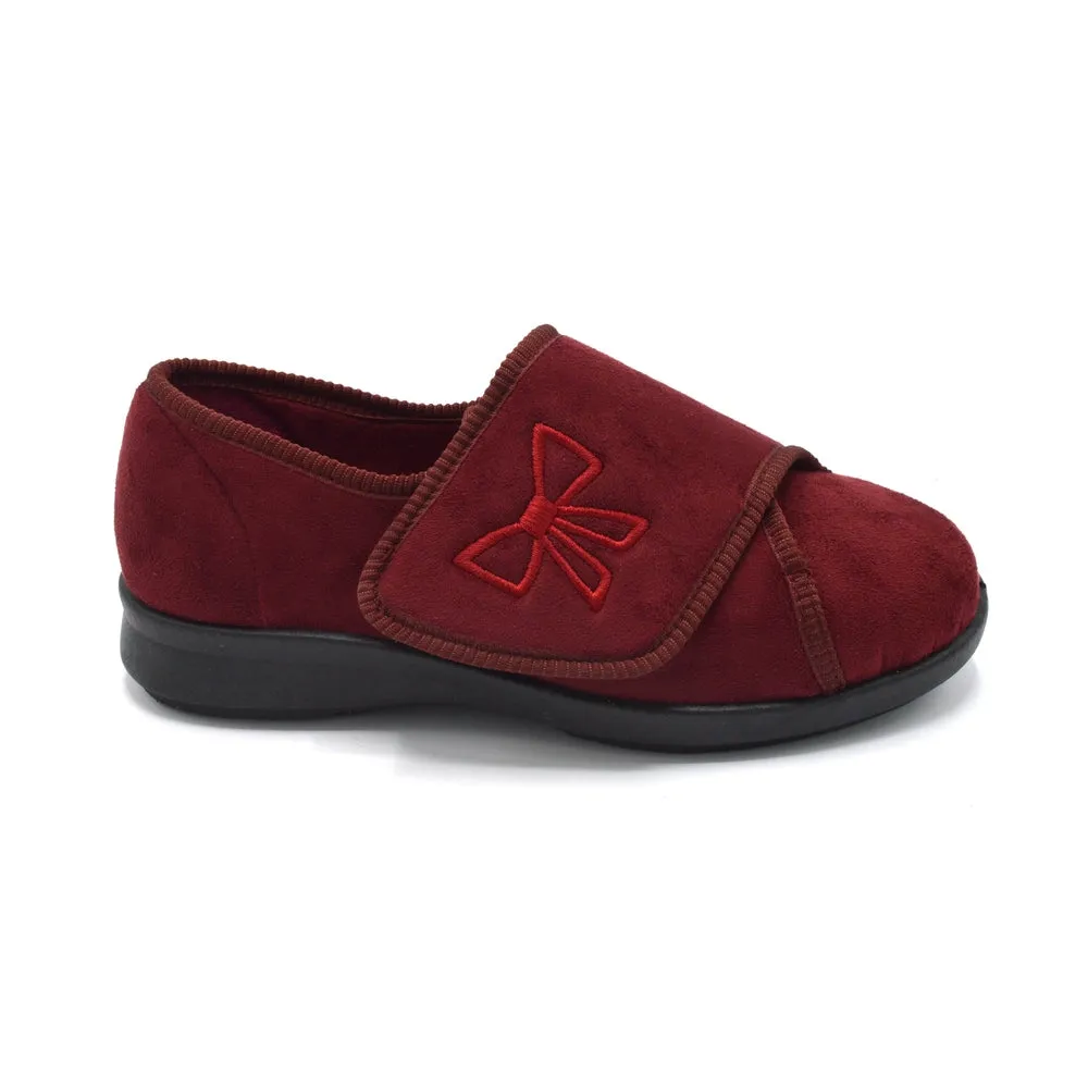 DB Keeston - Ladies Extra Wide Fit Slipper - Burgundy 6V (6E-8E) Fitting