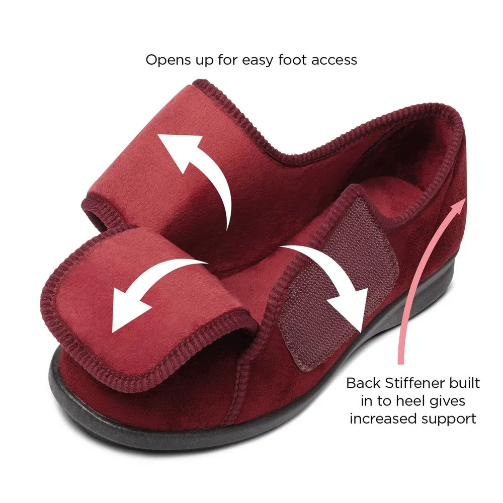 DB Keeston - Ladies Extra Wide Fit Slipper - Burgundy 6V (6E-8E) Fitting