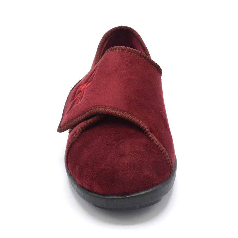 DB Keeston - Ladies Extra Wide Fit Slipper - Burgundy 6V (6E-8E) Fitting