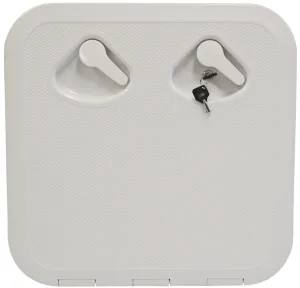 DELUXE MODEL OPENING STORAGE HATCHES - SIZE B, WHITE, FLUSH TYPE WITH KEY LOCK