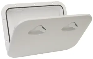 DELUXE MODEL OPENING STORAGE HATCHES - SIZE F, WHITE, STANDARD FLUSH TYPE