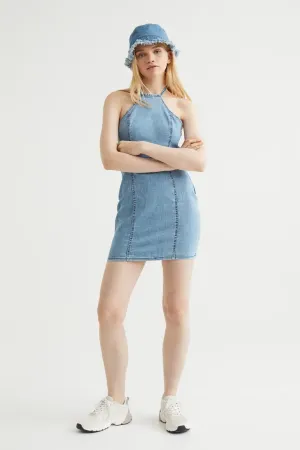 Denim halterneck dress