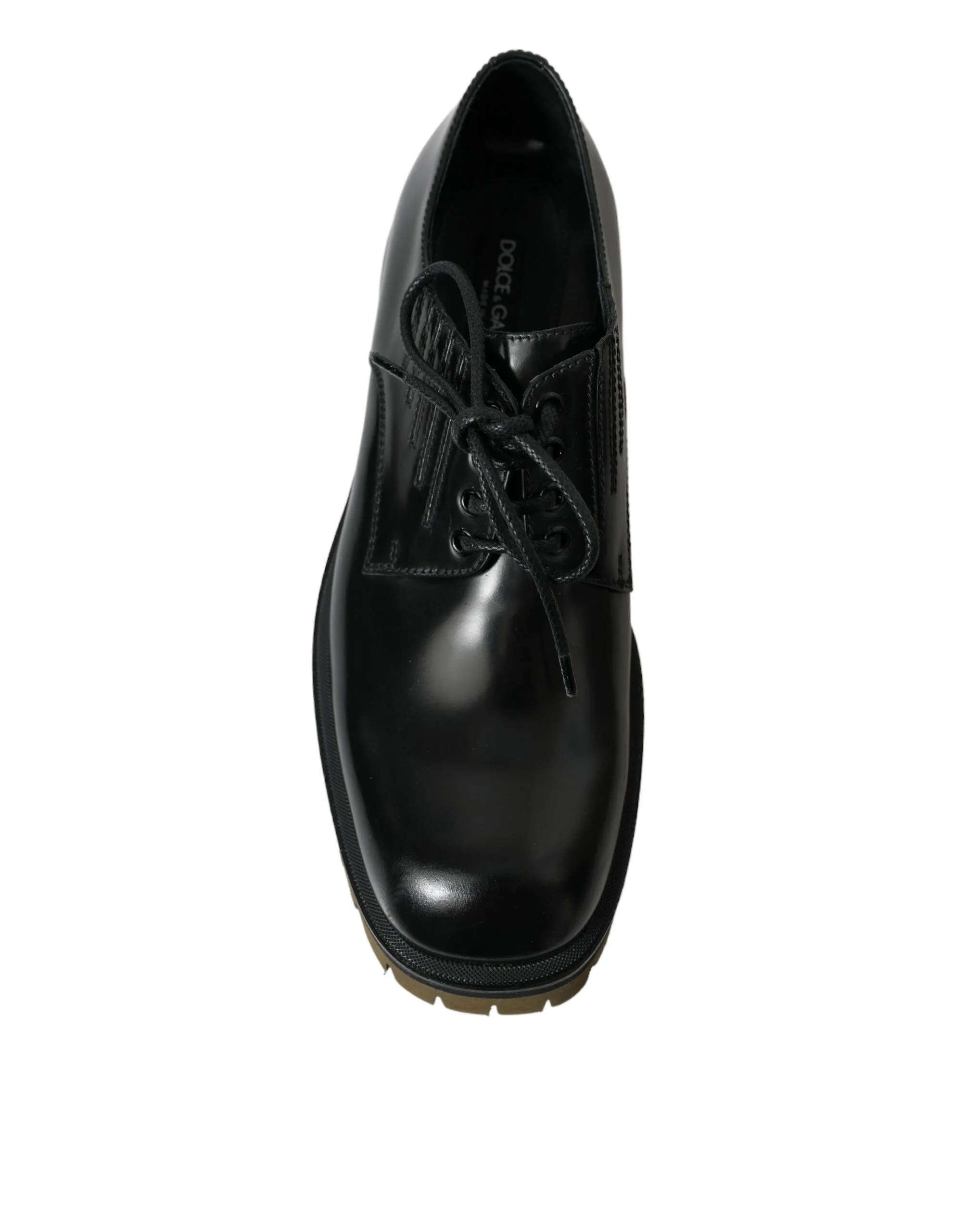 Dolce & Gabbana Black Leather Lace Up Derby Men Dress Shoes